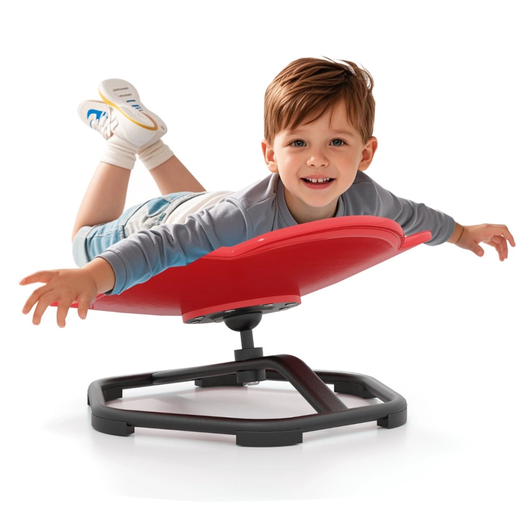Sedia girevole a 360¡ã con aspetto elefante e base in metallo antiscivolo, Sedia sensoriale per bambini e l'equilibrio Rosso