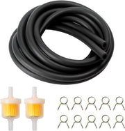 Filtro a benzina 5 mm, 1 metro lungo - 2 pezzi filtro carburante - 2 pezzi morsetti - 10 pezzi tubo nero - condotto di gas per auto - motocicletta - motocultore - scooter - Alta Qualità e Durata