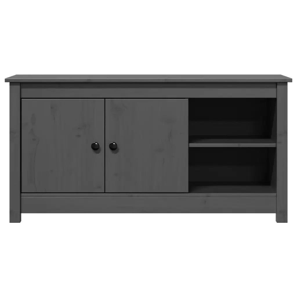 Mobile Porta TV Grigio 103x36,5x52 cm in Legno Massello di Pino