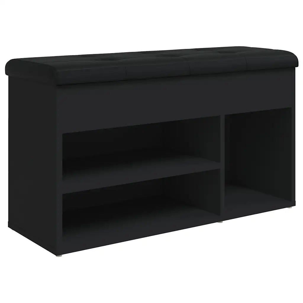 Panca Porta Scarpe-Sgabello-Panca Scarpiera Nera 82x32x45,5 cm in Legno Multistrato
