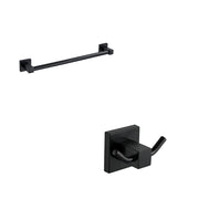 Set da bagno 2 accessori nero opaco: porta asciugamani 45cm, doppio appendino | Wash