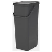 Brabantia 251047 Sort and Go Pattumiera 40 L Coperchio Stay Open Maniglia di Trasporto Riciclabile al 100% colore Grigio