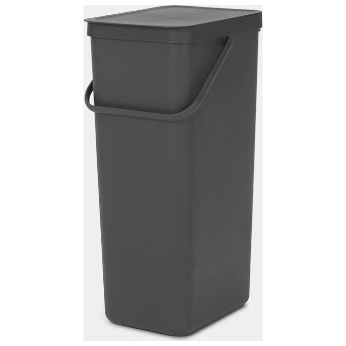 Brabantia 251047 Sort and Go Pattumiera 40 L Coperchio Stay Open Maniglia di Trasporto Riciclabile al 100% colore Grigio