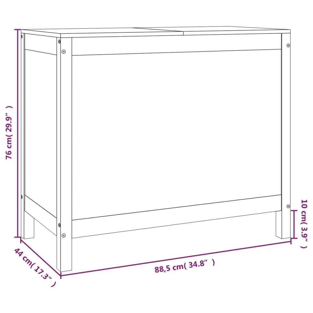 Contenitore per Bucato Nero 88,5x44x76 cm Legno Massello Pino 823583