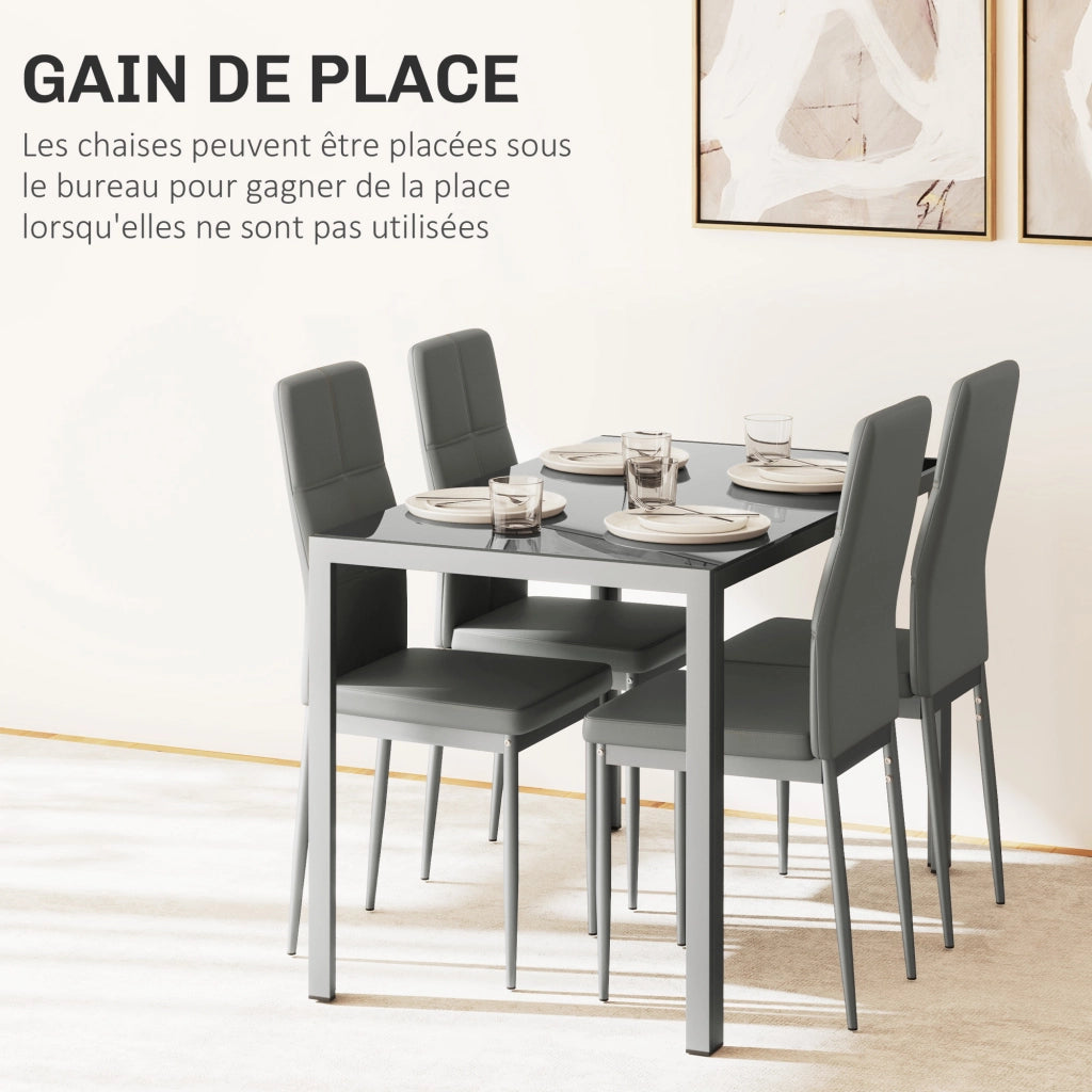 Set tavolo da pranzo con 4 sedie ¨C Xylo ¨C Piano 120x70x75 cm tessuto sintetico grigio