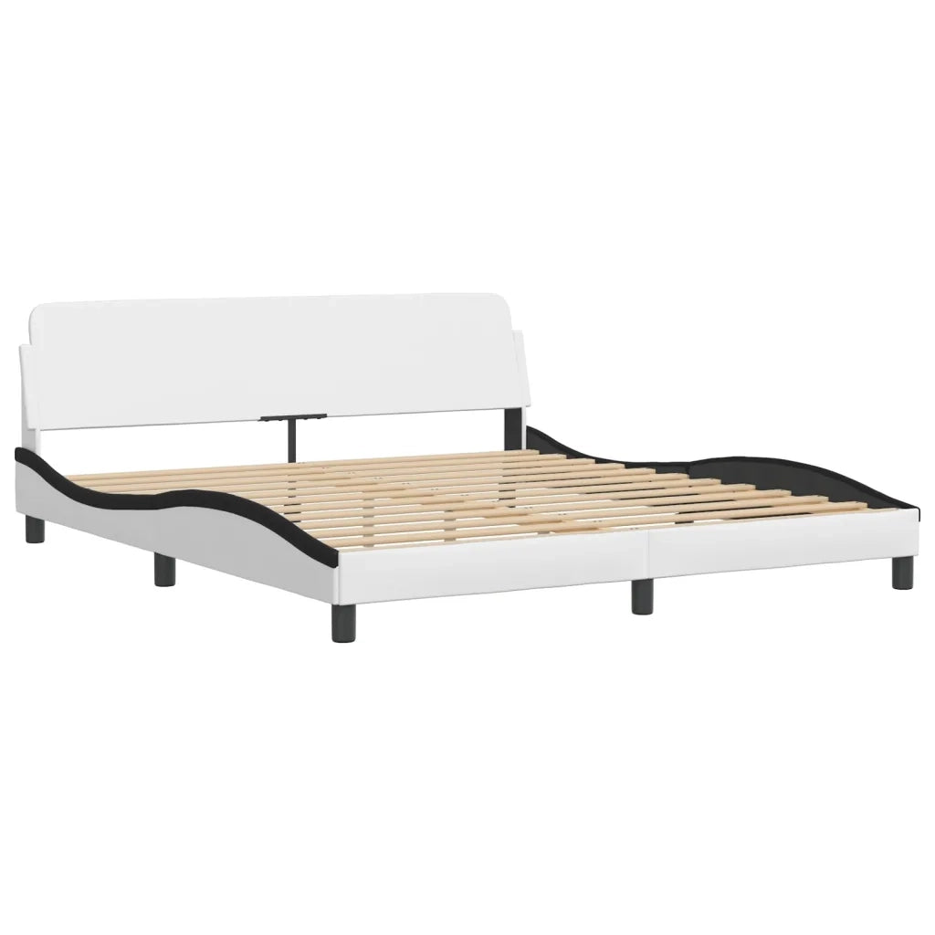 Giroletto con LED senza Materasso-Struttura Letto Hvar Bianco e Nero 180x200 cm