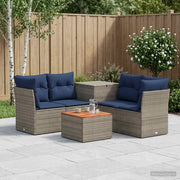 Set di divani 6 pz Grigio e Blu Navy Rattan sintetico e Acciaio 3447357
