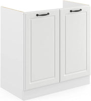 Mobile lavello cucina R-Line, Bianco casa di campagna, 80 cm senza piano di lavoro, per la libera combinazione all'interno di sistemi cucina modulari