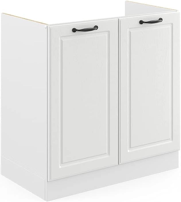 Mobile lavello cucina R-Line, Bianco casa di campagna, 80 cm senza piano di lavoro, per la libera combinazione all'interno di sistemi cucina modulari