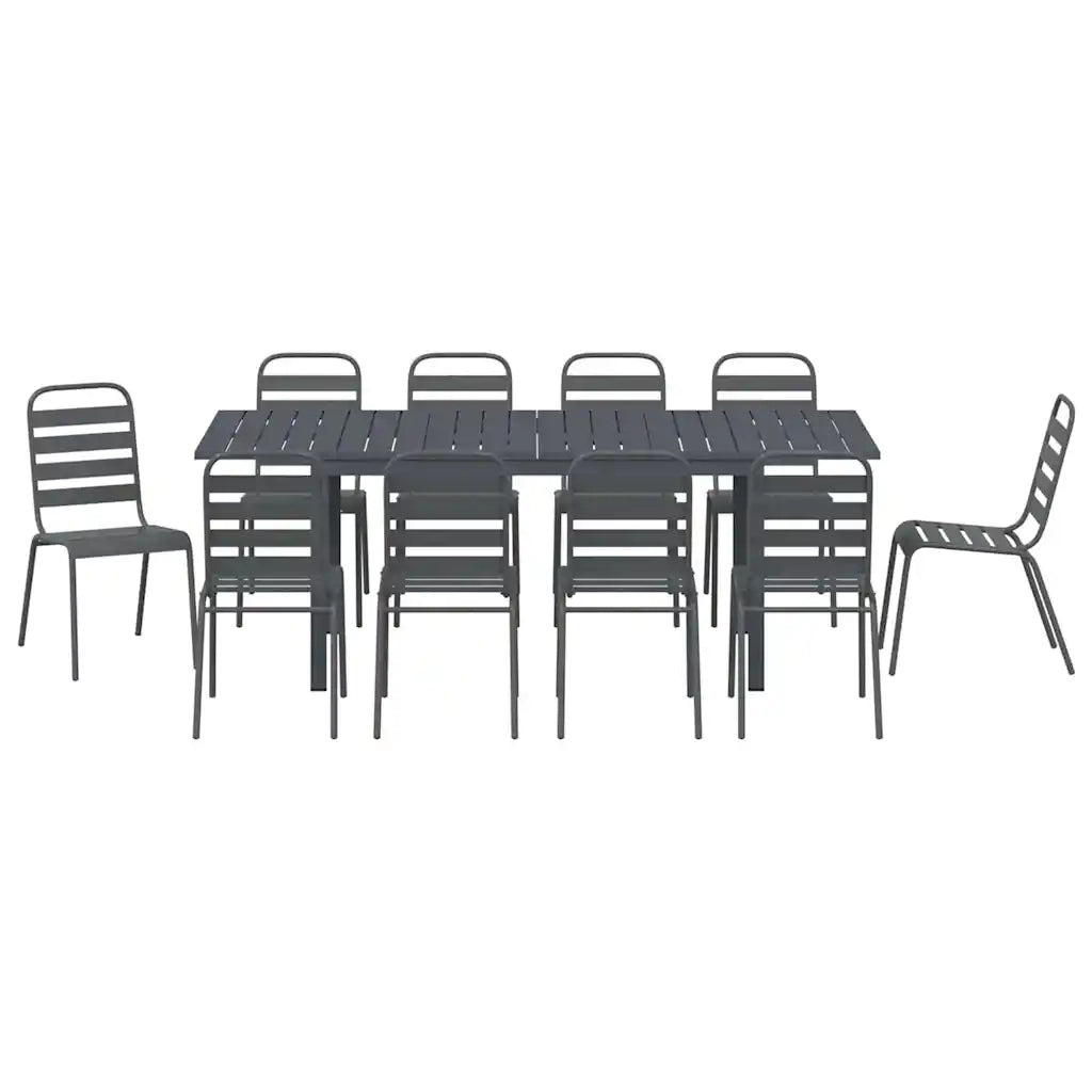 vidaXL Set da Pranzo per Giardino 11 pcs Antracite Acciaio