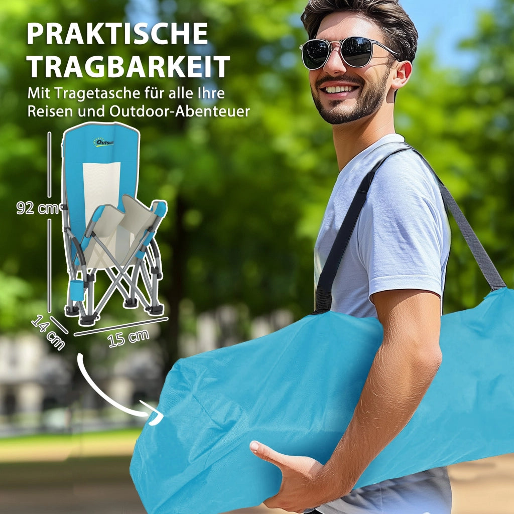 Sedia da camping pieghevole con porta bicchiere ¨C zephmum ¨C blu