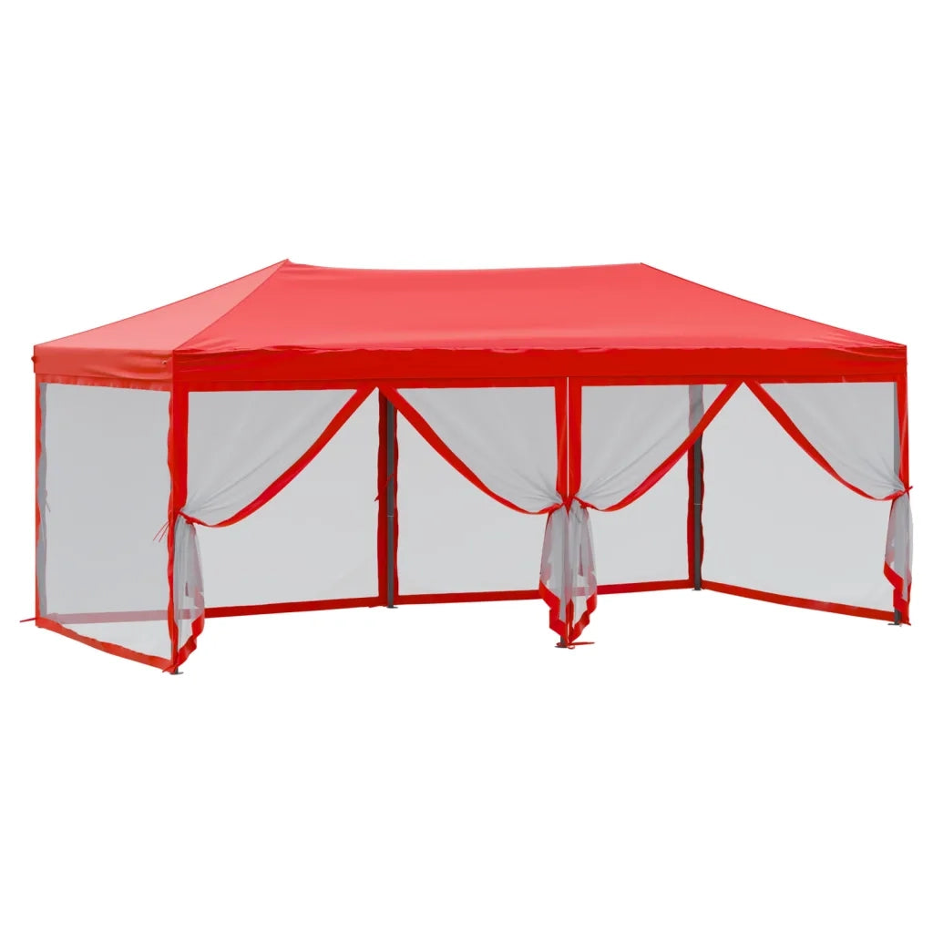 Tenda per Feste Pieghevole con Pareti Laterali-Tenda Gazebo Rosso 3x6 m 376295