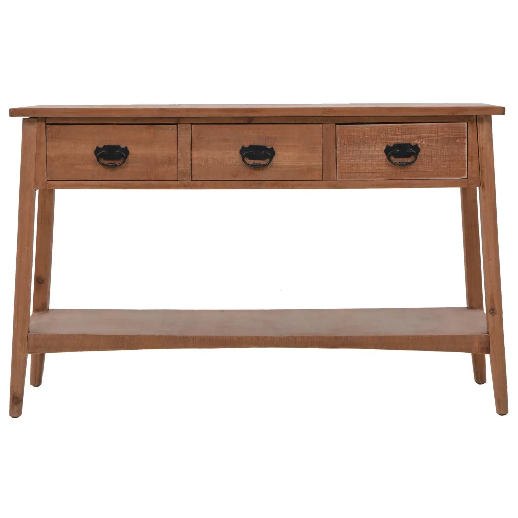Tavolo Consolle | Tavolo d'Ingresso in Massello di Abete 126x40x77,5 cm Marrone