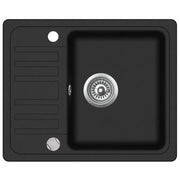 Lavello da cucina in granito vasca singola 57,5 ​​x 46 cm nero 02_0002321