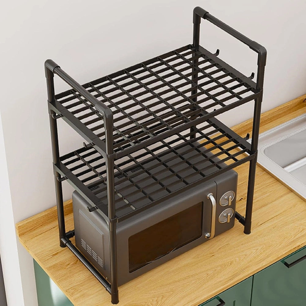 Trade Shop - Scaffale Per Forno Microonde A Livelli Mensola Ripiani Cucina Salvaspazio Con Ganci -