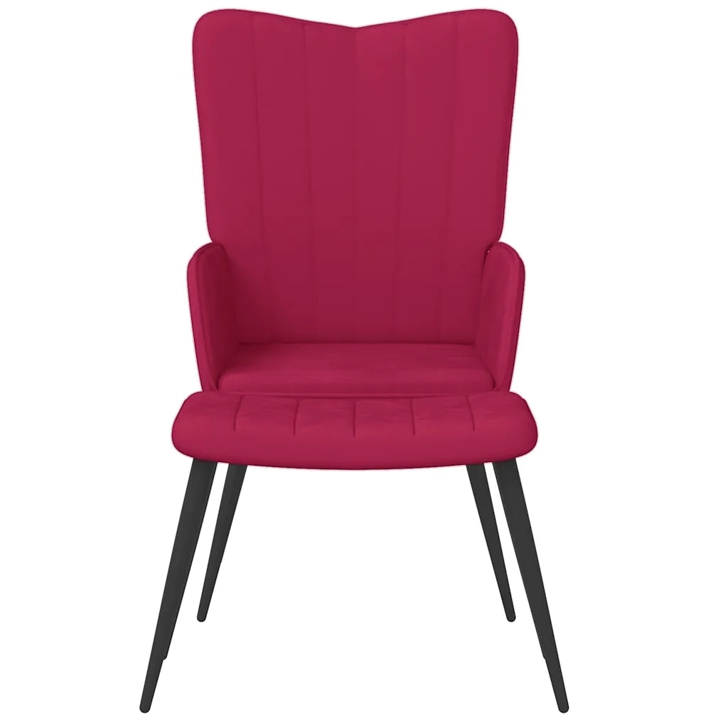 vidaXL Poltrona Relax con Sgabello Rosso Vino in Velluto