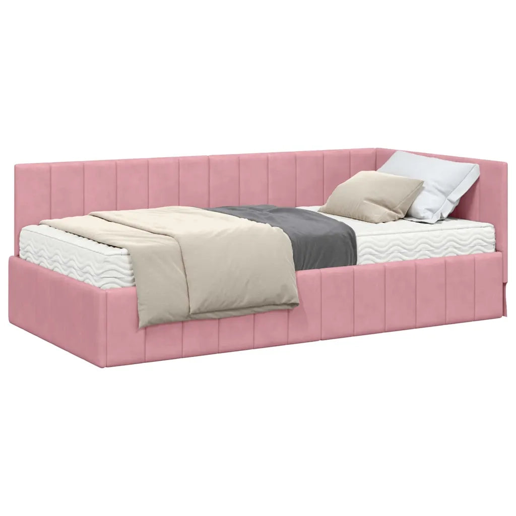vidaXL Cornice del letto ad angolo Rosa 90 x 190 cm Velluto