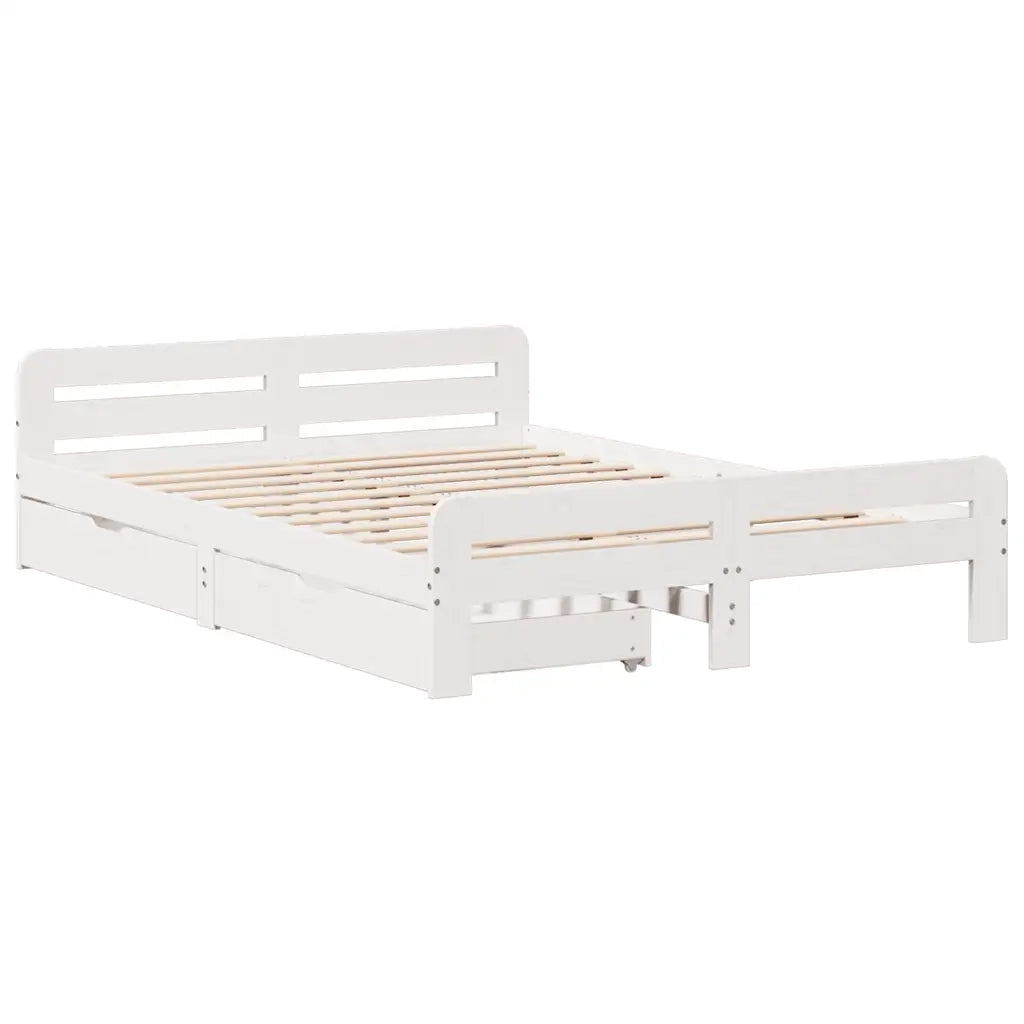 Letto senza Materasso Bianco 150x200 cm Legno Massello di Pino 3309036