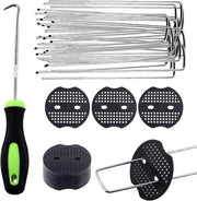 Set di sostegni e di fissaggi a forma di U per giardino da 201 pezzi, ideale per fissare tubi di irrigazione, reti di recinzione e pannelli di finto prato