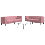 vidaXL Set Divani Chesterfield 2pz con Cuscini Rosa Velluto