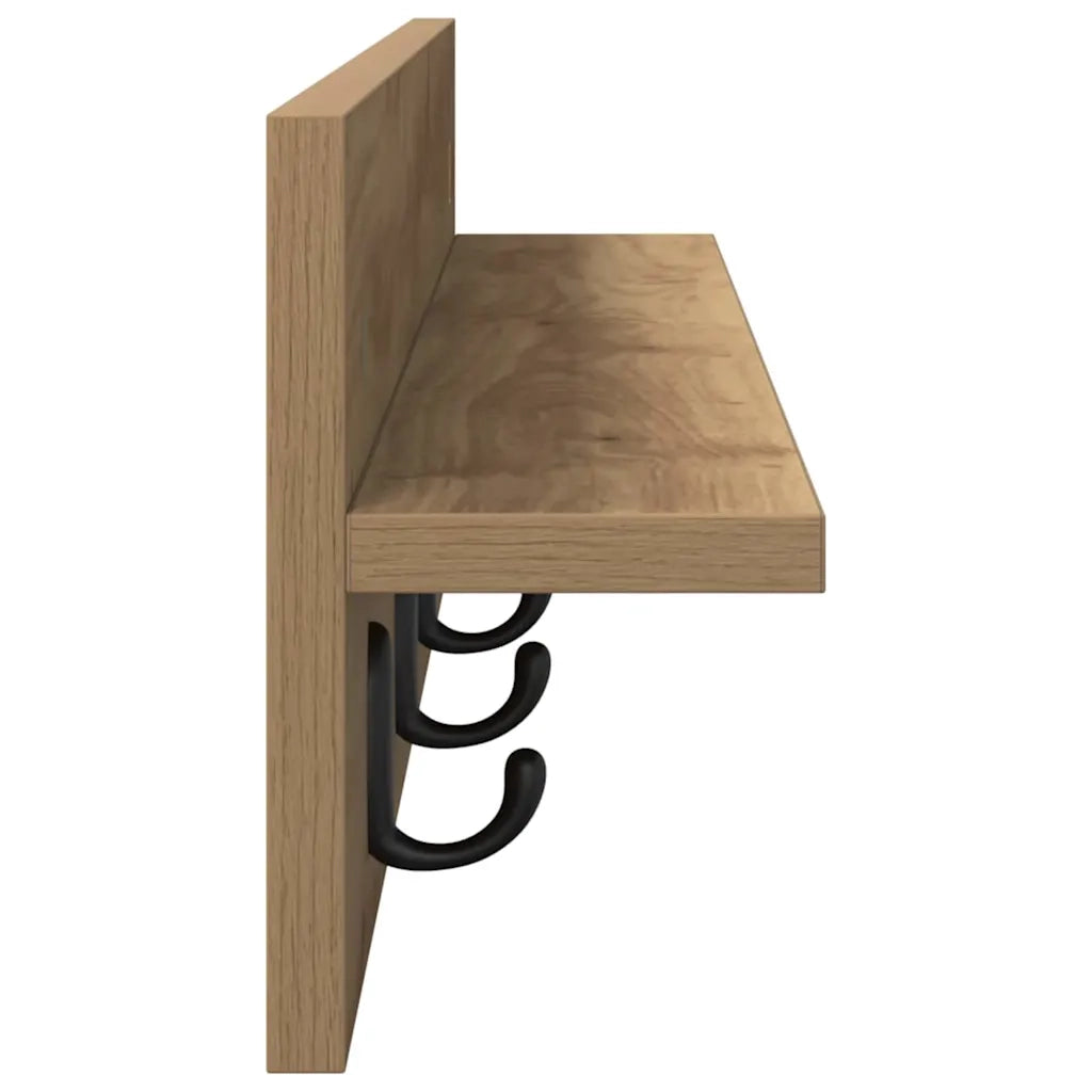 Appendiabiti a muro Rovere artigianale 80 x 10,5 x 18 cm 874402