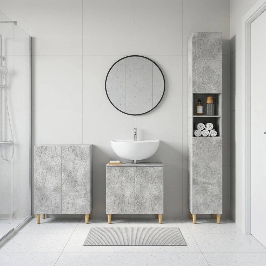 Set di armadietti da bagno in 3 pezzi DELFT Grigio Cemento 3417462
