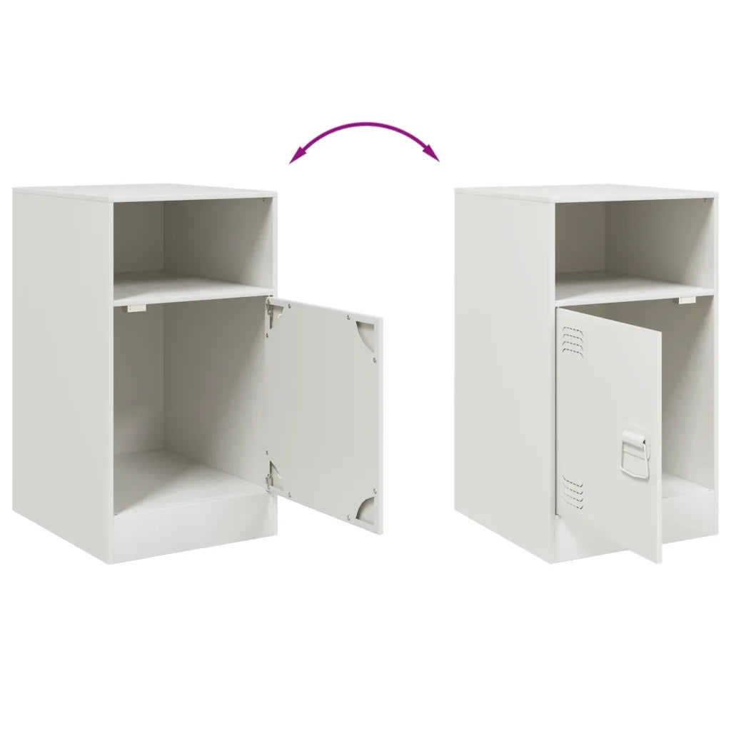 Comodino | Armadio da Notte | Mobiletto da notte Bianco 34,5x39x62 cm in Acciaio