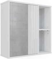 Mobile a specchio per il bagno Leano, Bianco, 60 x 60 cm, adatto per la conservazione di articoli da bagno e asciugamani