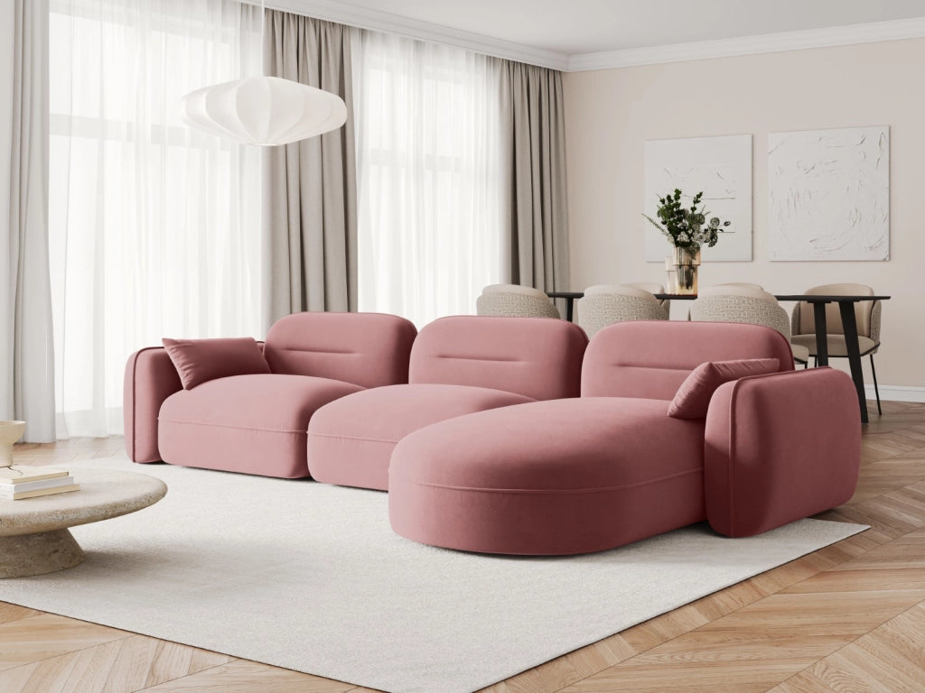 Cosmopolitan Design - Divano angolare modulare destro "Sydney" 4 posti in velluto salmone 