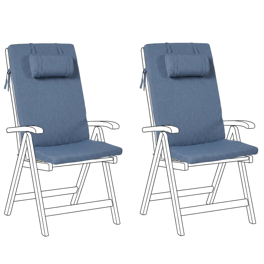 Set di 2 cuscini per sedie da giardino cuscini per seduta e schienale in poliestere blu, design moderno, resistenti ai raggi UV e all'acqua