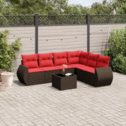 Set Divani da Giardino 7 pz con Cuscini Marrone in Polyrattan 3221423