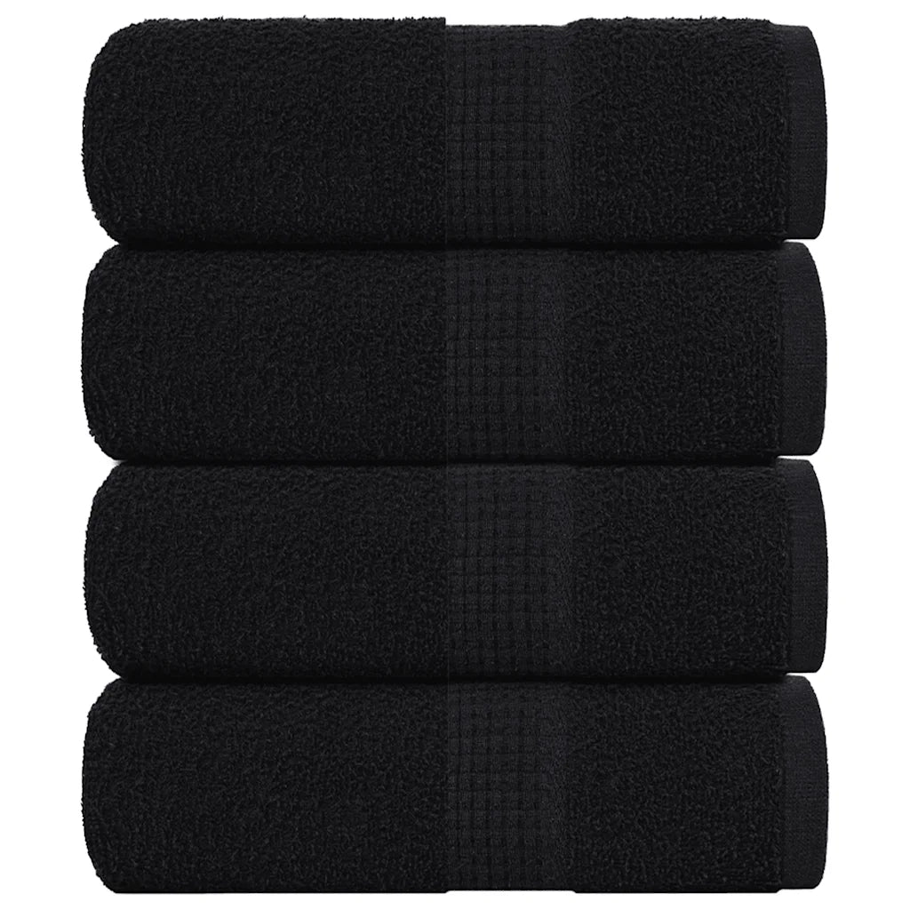 Asciugamani Ospiti 4 pz Neri 30x50 cm 360 g/mÂ² 100% Cotone