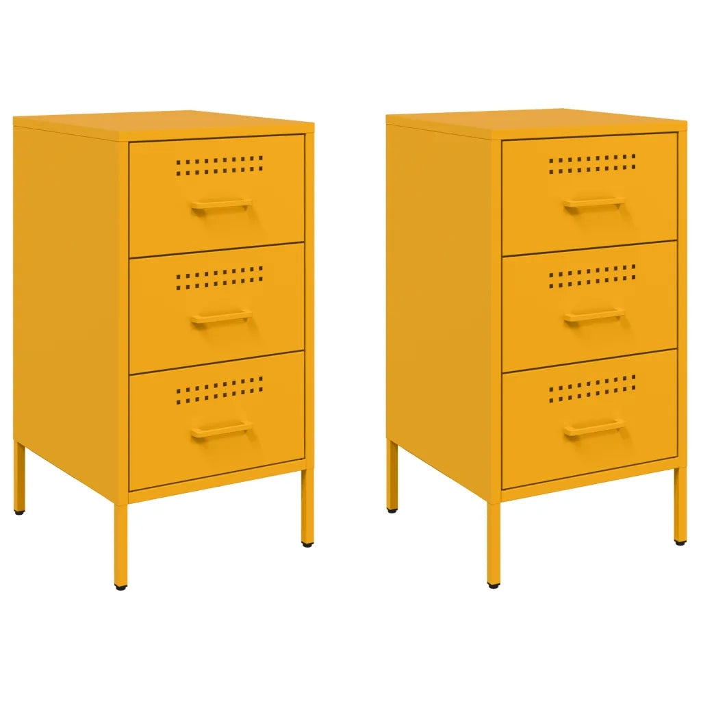 Comodini 2 pz-Set di 2 Tavolino da notte Giallo Senape 36x39x68 cm in Acciaio 520168