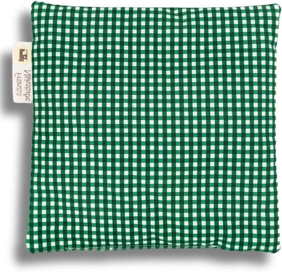 Cuscino di ciliegie - allevia il dolore - 20x20cm - a quadri verde - 100% cotone