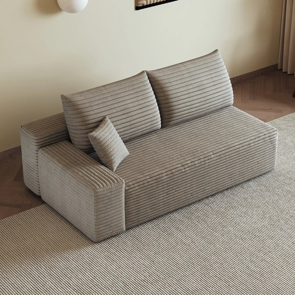 Divano modulare 2 posti con chaise longue sinistra, colore cammello