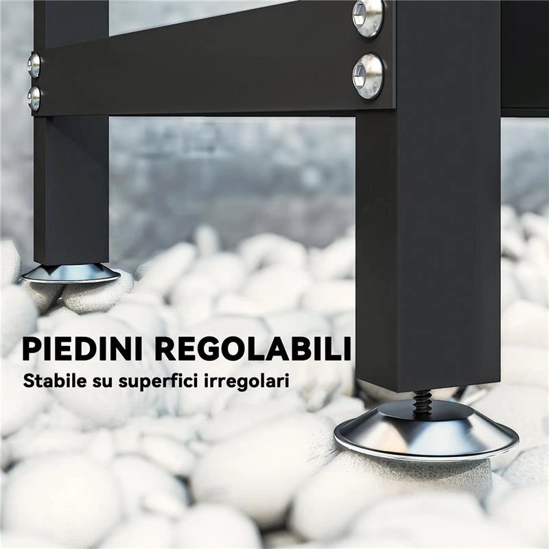 LEGNAIA DA ESTERNO IN METALLO CON TELO IMPERMEABILE, CAPACITÀ 0.8M STRUTTURA REGOLABILE, 235X31X116 CM, NERO