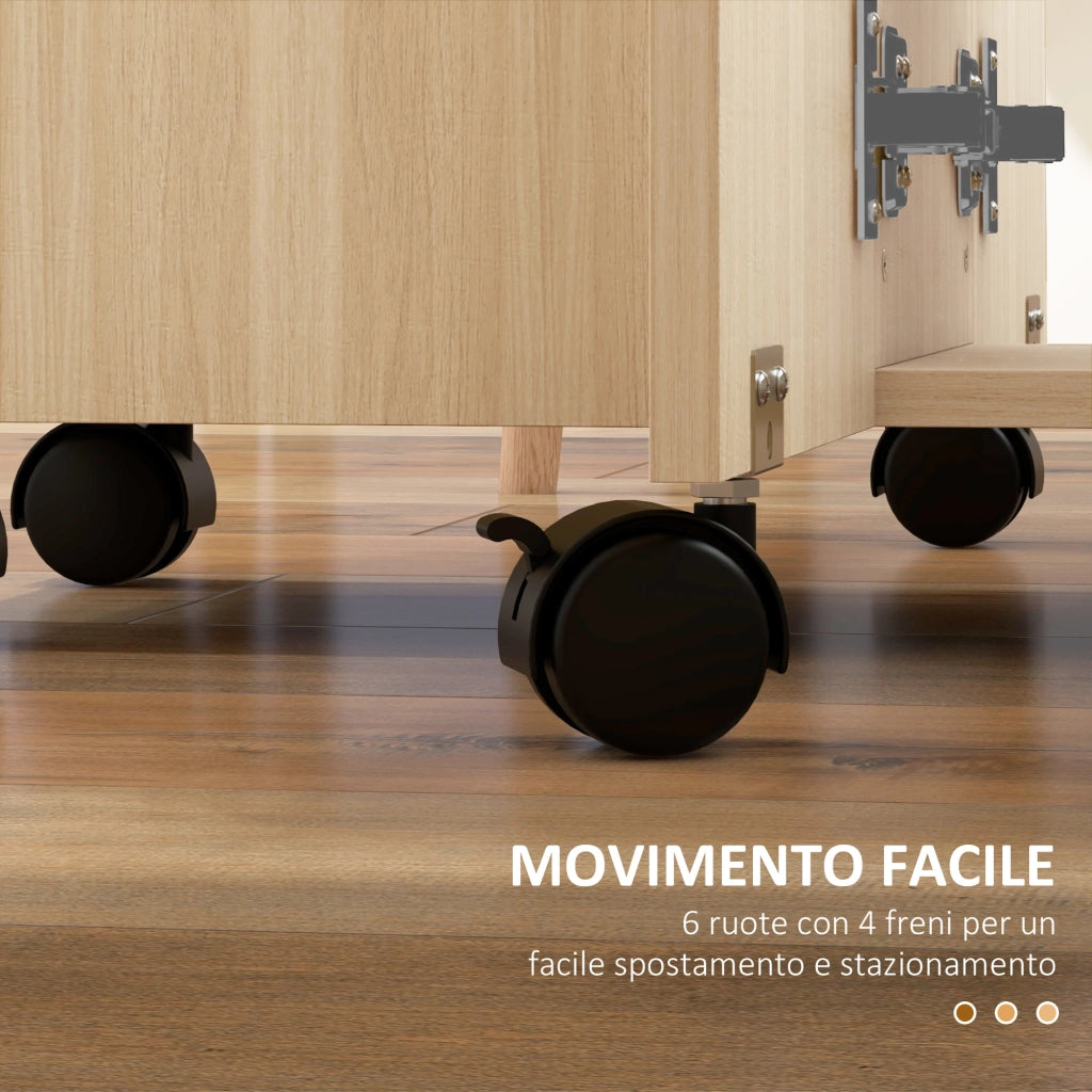 Tavolo Pieghevole con Cassetti e Armadietto ¨C Zephmum ¨C Legno 120x60x76.5 cm
