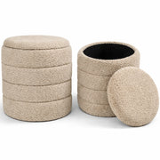 Set 2 Pouf Contenitori Rivestimento Bounclè Beige Seduta Imbottita Ergonomica