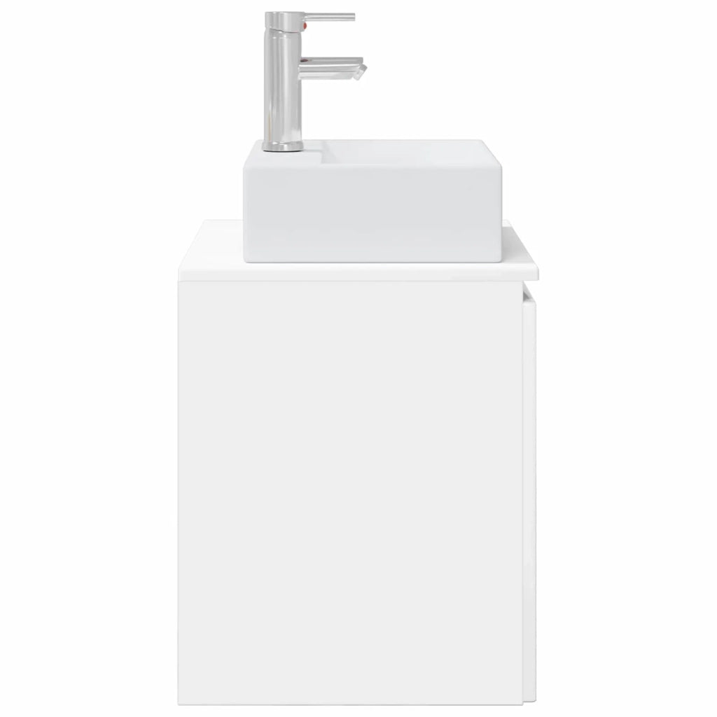 Mobile Lavabo da Parete Bianco Lucido 49,5 x 41 x 62,5 cm 890416
