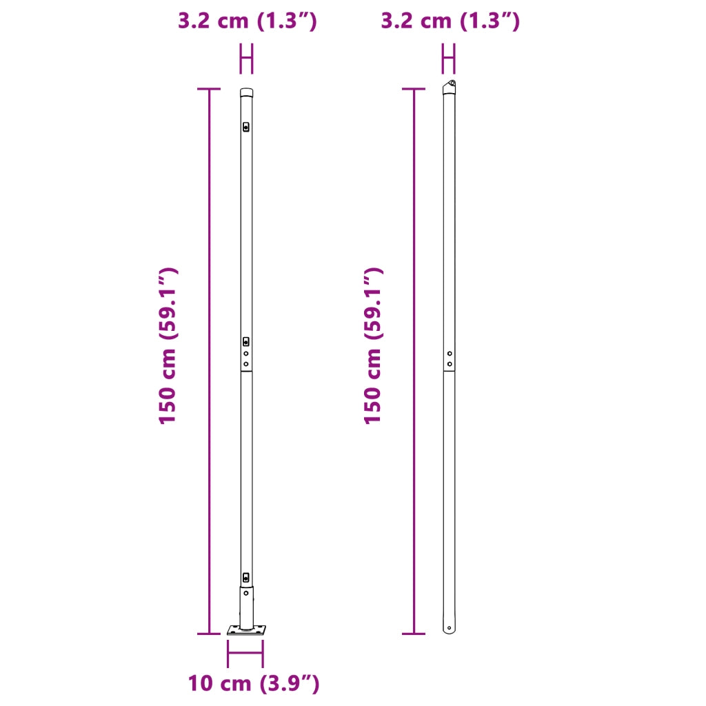 Pali per recinzione con basi 13 pcs Ã˜32mm 78,5cm in acciaio zincato