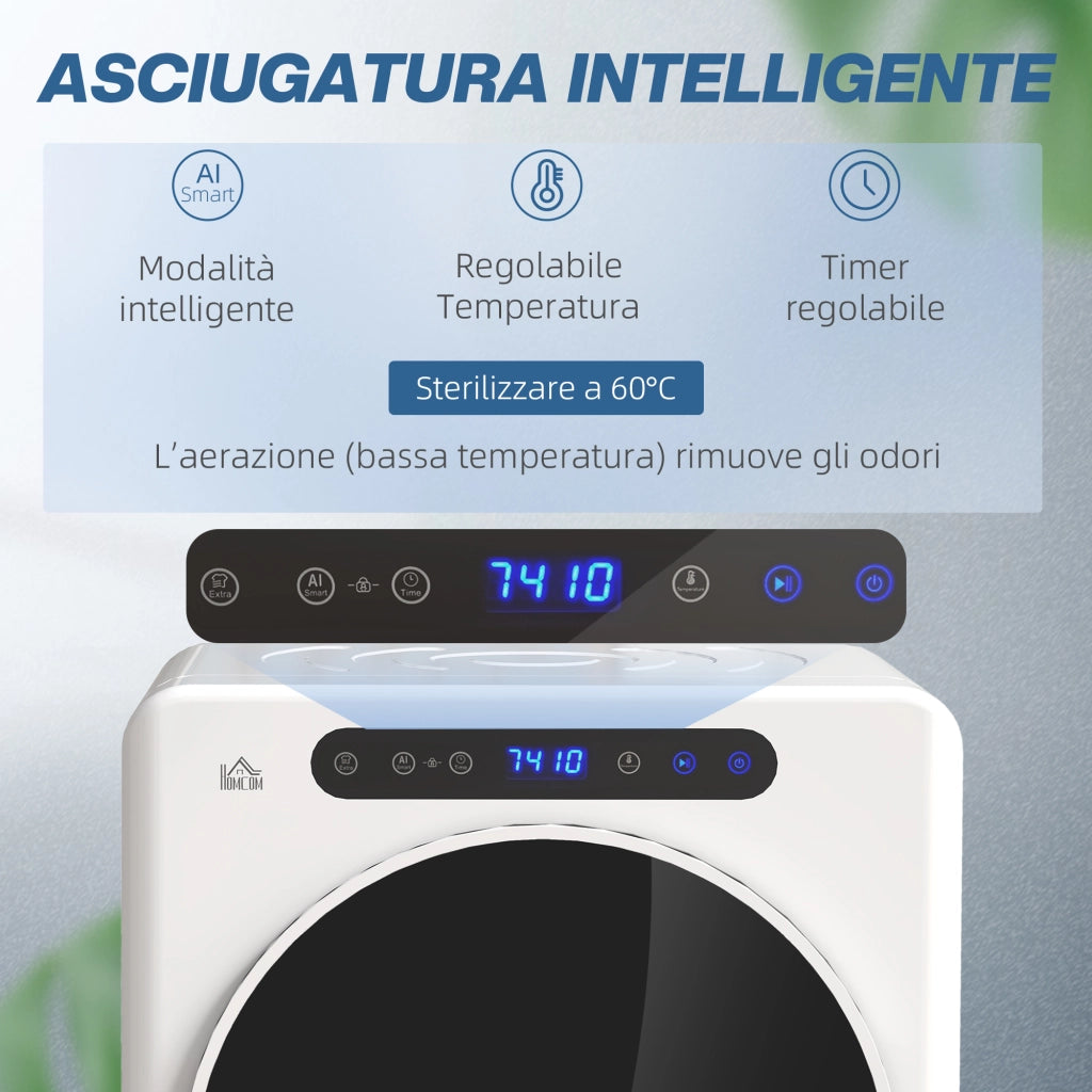 Mini Asciugatrice Elettrica 1000W da 3 kg con Display LED 49x43x61 cm Bianco