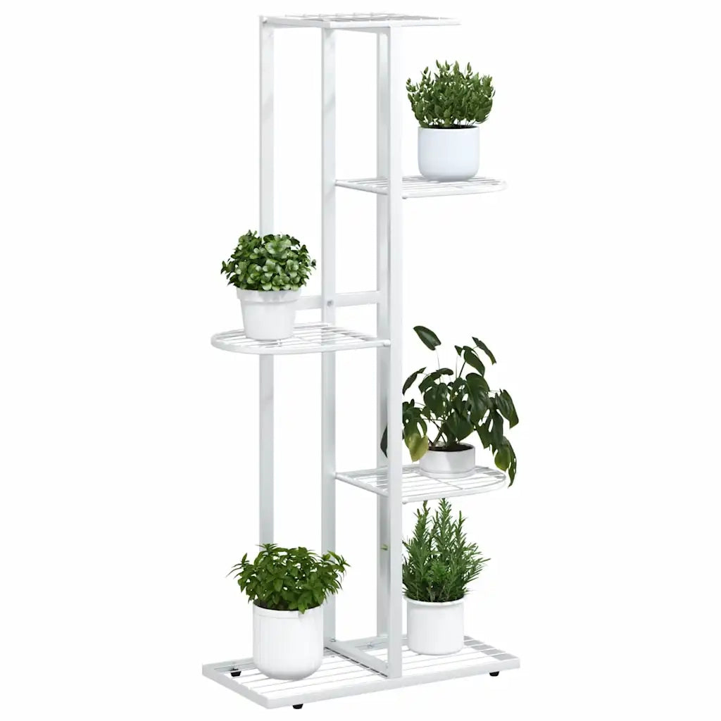 Piedistallo per Piante a 5 Piani 43x22x98 cm in Metallo Bianco 336111