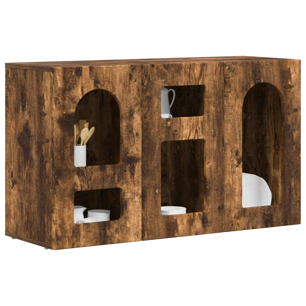 Credenza | Madia | Buffet da pranzo | Armadio da pranzo Rovere fum¨¦ 100 x 35 x 59 cm Legno multistrato