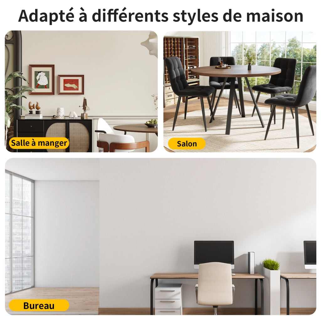 Tavolo da pranzo per 4 persone con piano rotondo in MDF e gambe in ferro, per cucina e soggiorno, 80 × 80 × 75 cm
