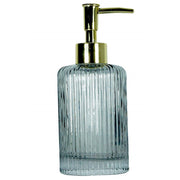 Trade Shop - Portasapone Porta Sapone Cilindrico Righe Grigio  10368 Trama Vetro Sapone -