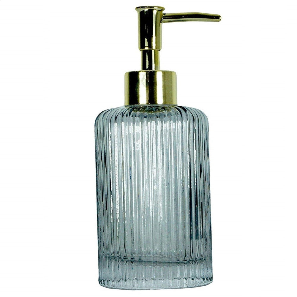 Trade Shop - Portasapone Porta Sapone Cilindrico Righe Grigio  10368 Trama Vetro Sapone -