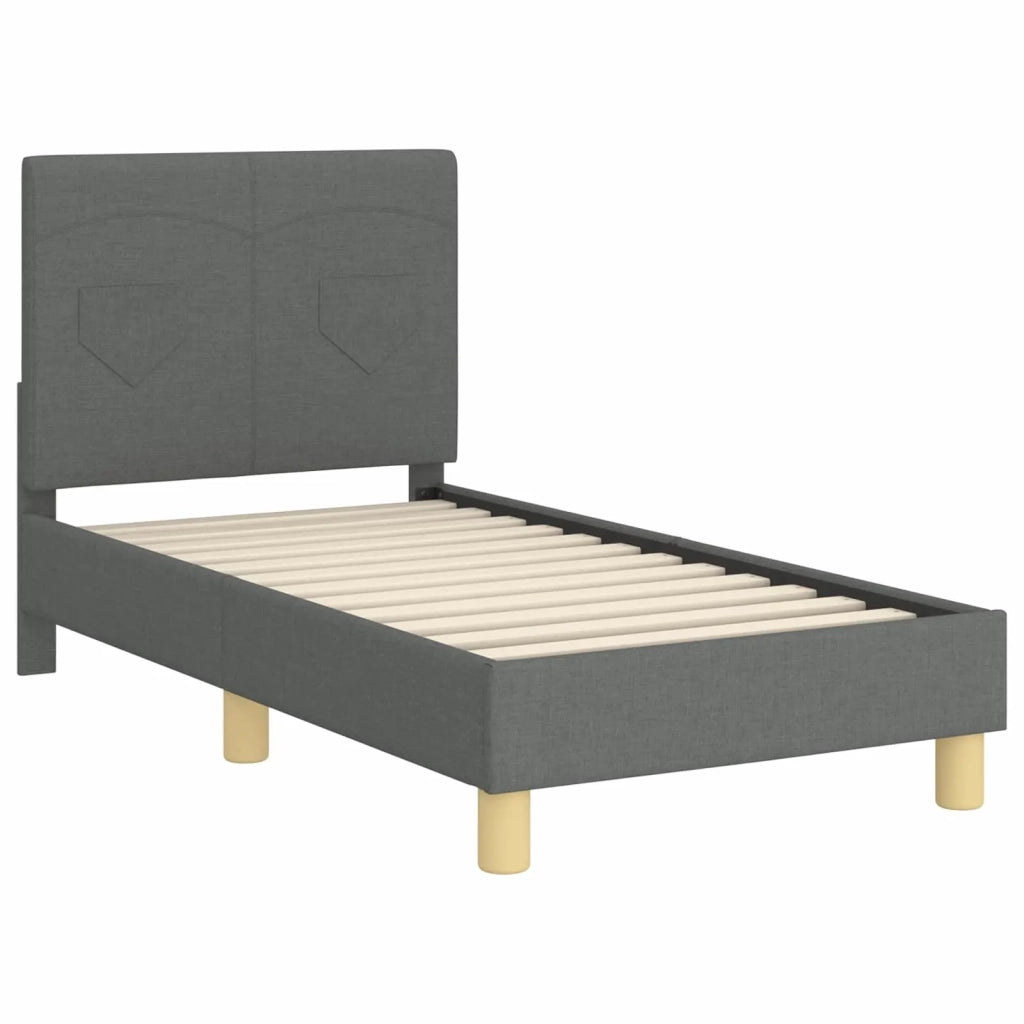 Letto singolo | Letto per adulti | Struttura letto per bambini con testata Grigio scuro Tessuto