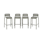 set 4 sedie alte bistrot in acciaio, verde kaki