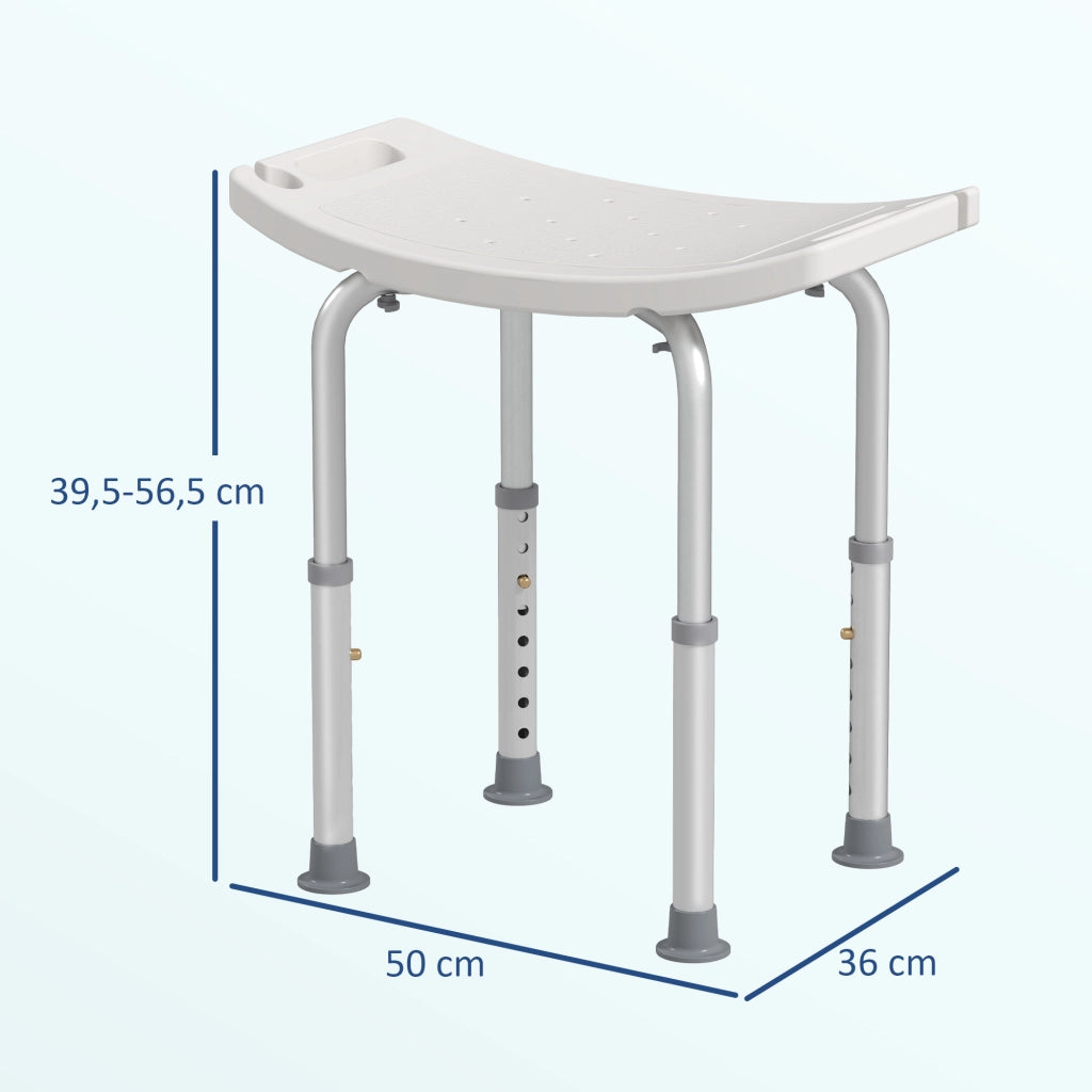 Sgabello da Doccia Regolabile Antiscivolo ¨C Zephmum ¨C Bianco Alluminio