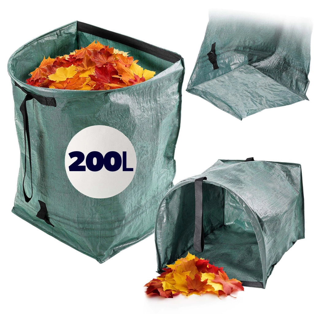KADAX Sacchetto per foglie, rifiuti da giardino, pieghevole, resistente, con maniglie, 200 L